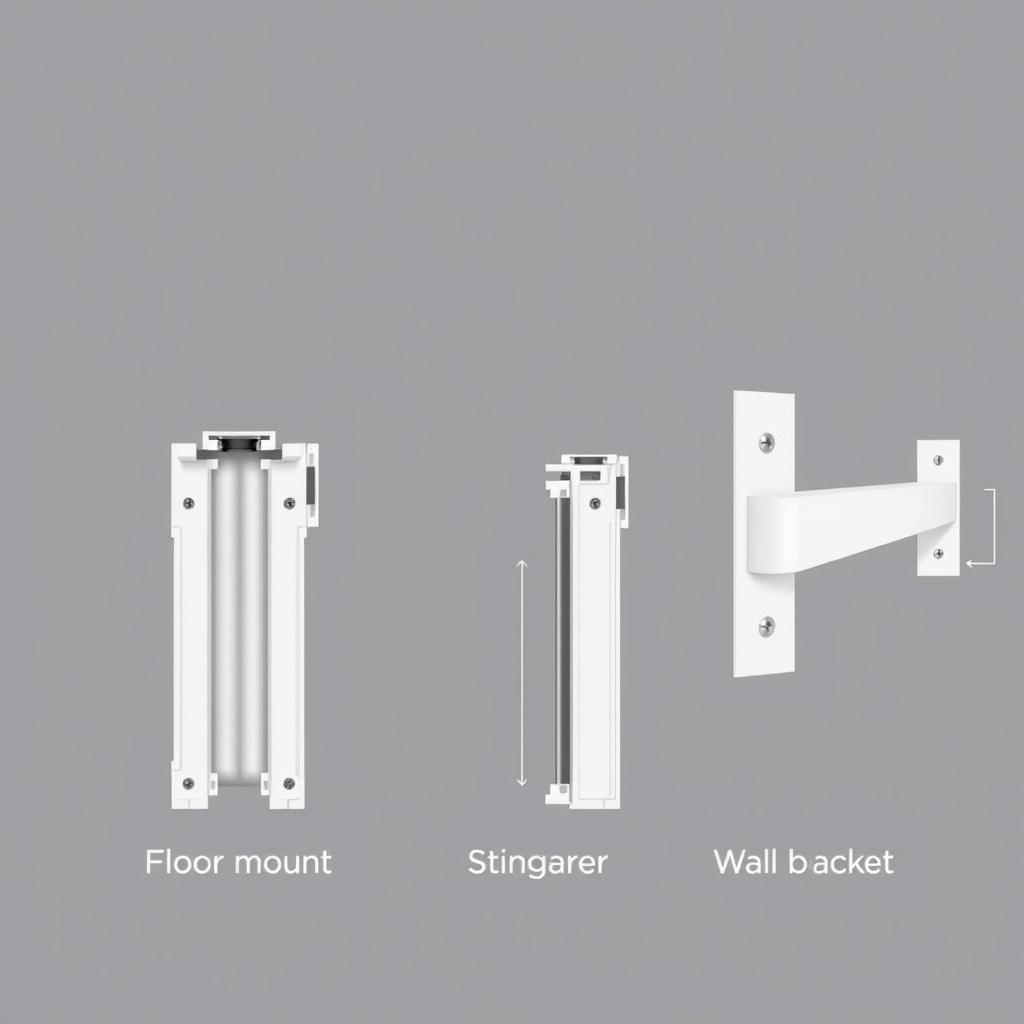 A clean illustration showing three cross-section views of a Bruno Elan track mounted to a
